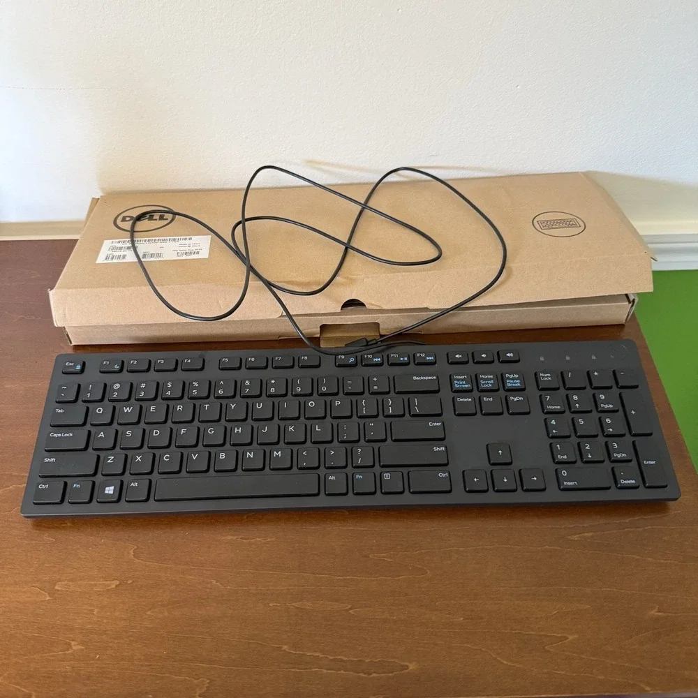 NIB Dell KB216-BK-US Wired USB Multimedia Keyboard Full Size Quiet Keys Black PC